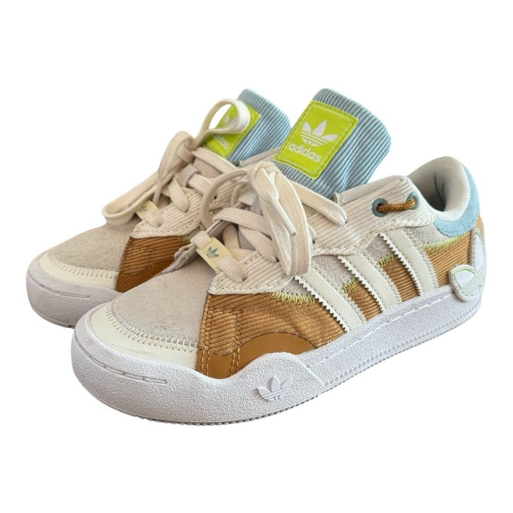 Adidas Originals Rey Galle W Shoes White/Cream/Brown/Blue GX0432 Girls’ Size 5